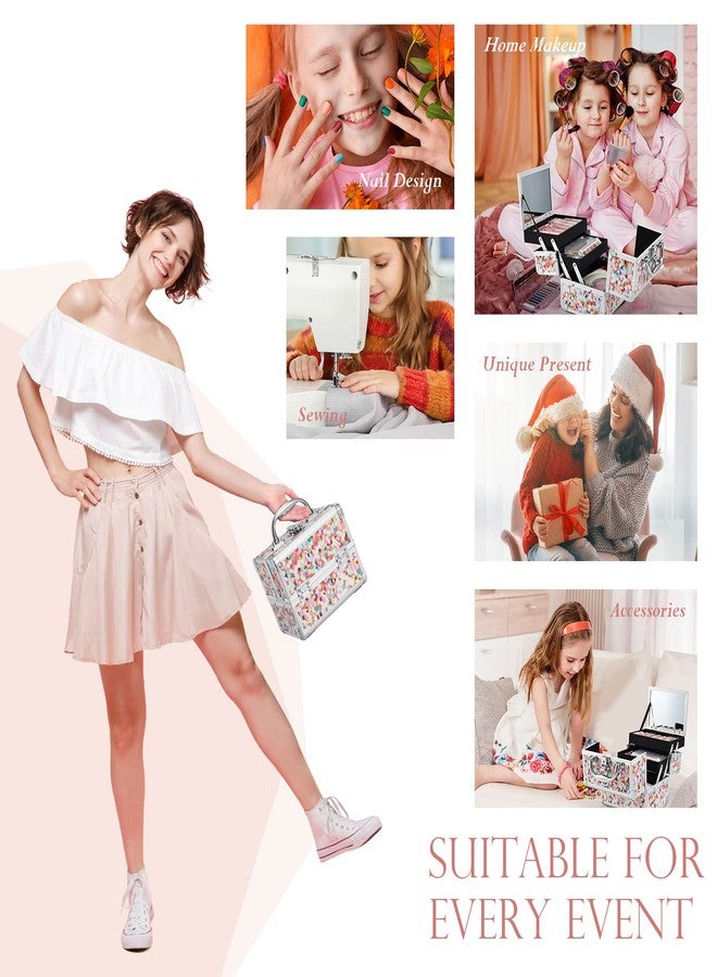 جوليجريس حقيبة مكياج جوليغريس للبنات، صندوق مستحضرات تجميل، منظم مجوهرات للأطفال، إكسسوارات شعر، لون برتقالي فسيفسائي - Image 5