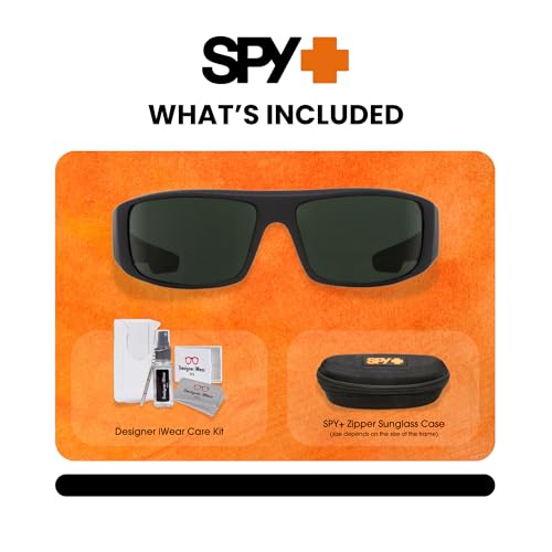 Spy Logan 670939973864 61MM Soft Matte Black/HD Plus Gray Green Polarized Rectangular Sunglasses for Men for Women +Bundle with Accessory Eyewear Kit - Image 2
