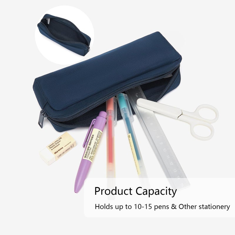YONBEN Multi Color Zipper Pencil Pouch Pen Bag Canvas Pencil Case Stationary Bag (Blue) - Image 5