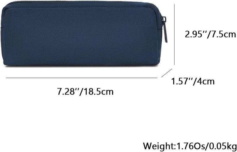 YONBEN Multi Color Zipper Pencil Pouch Pen Bag Canvas Pencil Case Stationary Bag (Blue) - Image 2