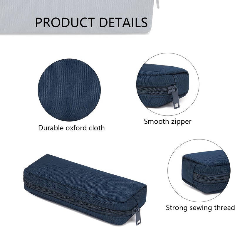 YONBEN Multi Color Zipper Pencil Pouch Pen Bag Canvas Pencil Case Stationary Bag (Blue) - Image 4