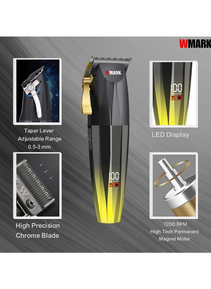 Generic - NG-222 Professional Digital Display Cordless Hair Clipper with Tapered Arm and 7200 RPM Cordless Hair Trimmer with Carbon Brush and Charging Adapter with 4 Guide Combs and 180 Minutes Run Time - Image 1