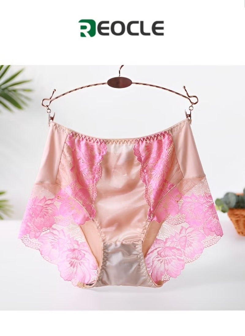 REOCLE Women's Underwear Plus Size Briefs Breathable Lace Panties High Waisted Panties Full Coverage Brief Panty Seamless Brief  - Image 1