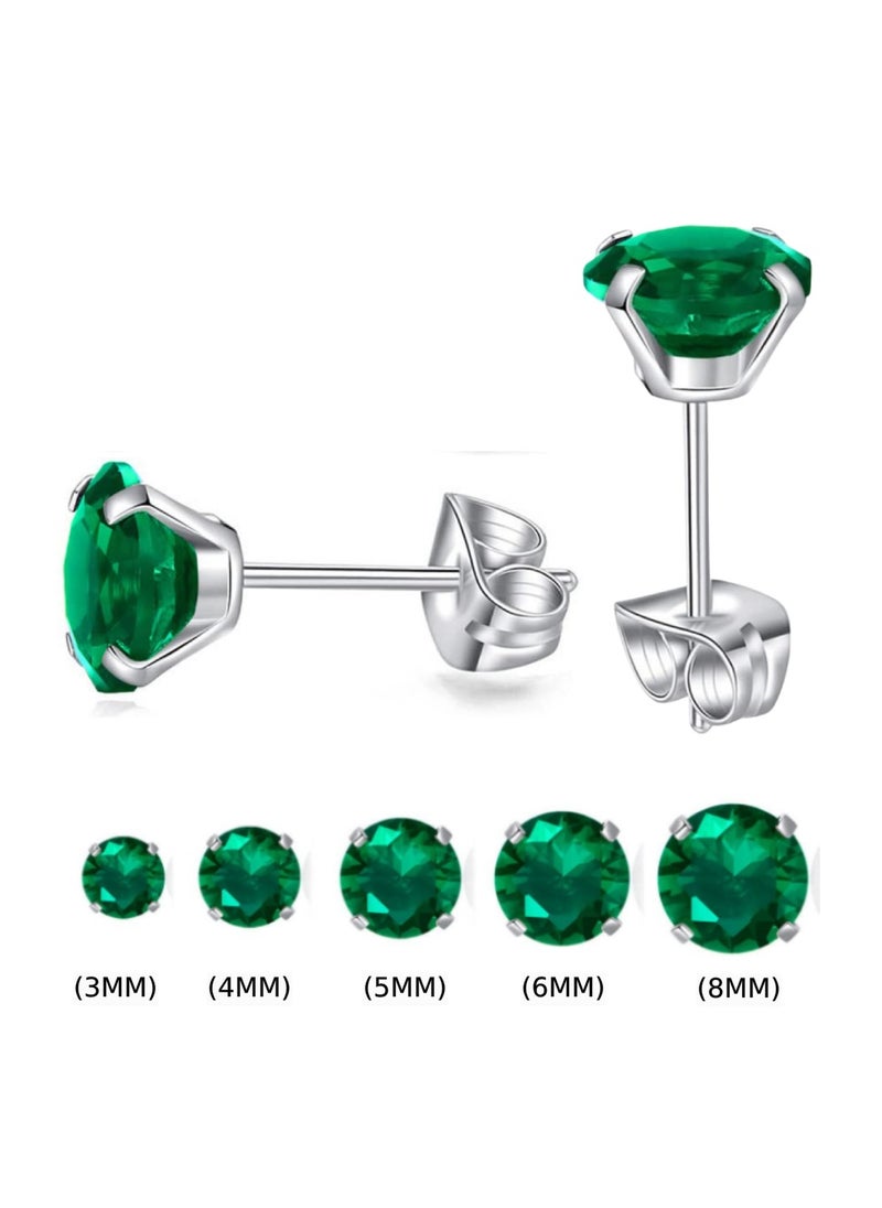Soko Mesh 5 Pairs Hypoallergenic Stud Earrings Set, 316L Stainless Steel Cubic Zirconia Earrings, Durable CZ Earrings for Sensitive Ears, 3-8mm Steel Color, Non-Tarnish Jewelry  - Image 1