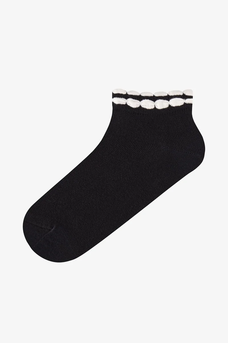 Penti PENTI Glossy Contrast Cotton Ruffled Pair No-Show Socks