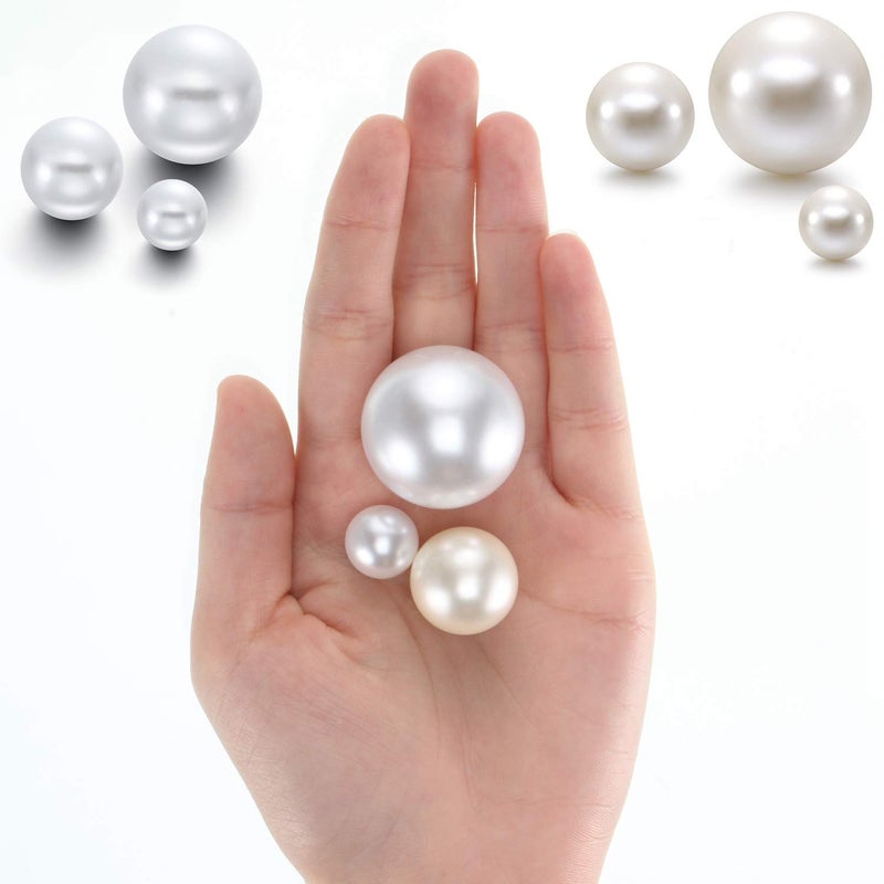 Hicarer 120 Pieces Pearl for Vase Filler Pearl Bead Vase Centerpieces Brush Holder Assorted Round Faux Bead for Crafting, Home Wedding Table Decor 14/20/30 mm(Creamy White, White) - Image 3