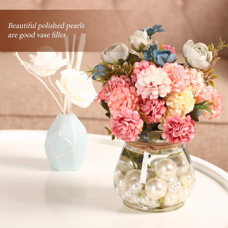 Hicarer 120 Pieces Pearl for Vase Filler Pearl Bead Vase Centerpieces Brush Holder Assorted Round Faux Bead for Crafting, Home Wedding Table Decor 14/20/30 mm(Creamy White, White) - Image 5