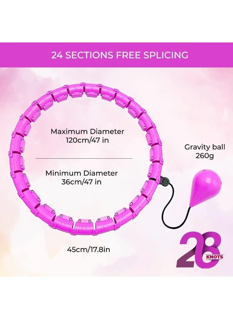 سبورت كيو طوق هولا ذكي لإنقاص الوزن، طوق هولا للتخسيس قابل للتعديل بـ 28 عقدة مع كرة مرجحة | طوق تدليك يدور تلقائيًا بزاوية 360 درجة لحرق دهون البطن، وتنحيف الخصر، واللياقة البدنية المنزلية | طوق تمرين هادئ وآمن للنساء والرجال - Image 2