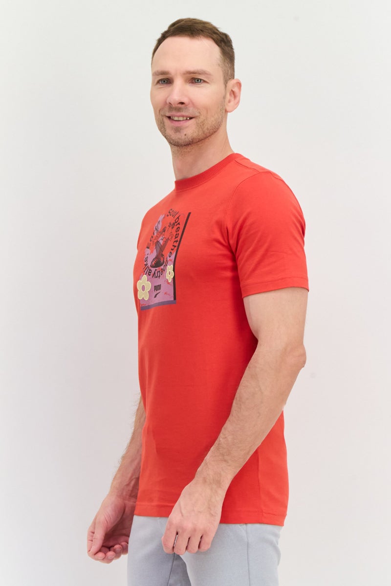 PUMA Men Regular Fit Brand Logo Short Sleeves Outdoor T-Shirt, Red - Image 4