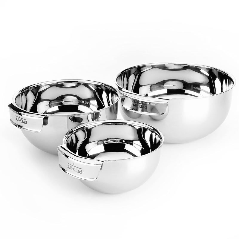 All-Clad AllClad Kitchen Accessories Stainless Steel Mixing Bowls Set 15 3 5 Quart Metal Mixing Bowls Silver 