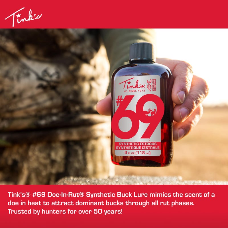 TINK'S Synthetic #69 Doe-in-Rut Deer Attractant Liquid Estrous Doe Urine Scent for Hunting (4 oz) - Long Lasting Doe Estrous - Hunting Lure/Attractant - Advanced Deer Lure - Image 2