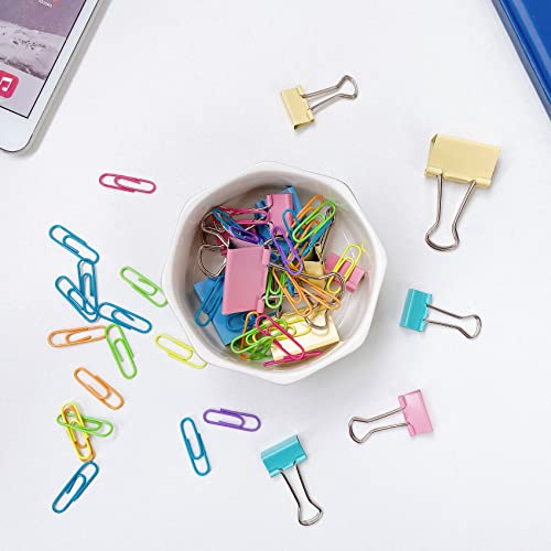 LEAZUL Ceramic Paper Clip Holder Gold Line Paper Clip Dispenser Organizer for Desk Cute Floral Pattern Office Binder Clip Holder Bobby Pin and Hair Clip Holder Gift for Office Mint Flowers - Image 5