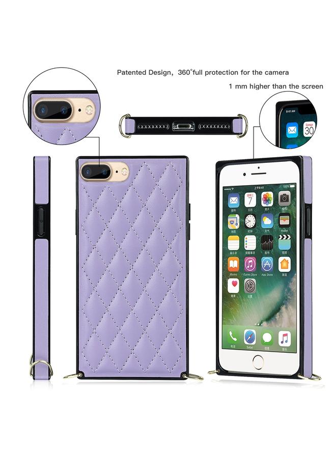 S-TOP Elegant Rhombic Pattern Microfiber Leather +TPU Shockproof Case with Crossbody Strap Chain For iPhone 8 Plus / 7 Plus - Image 3