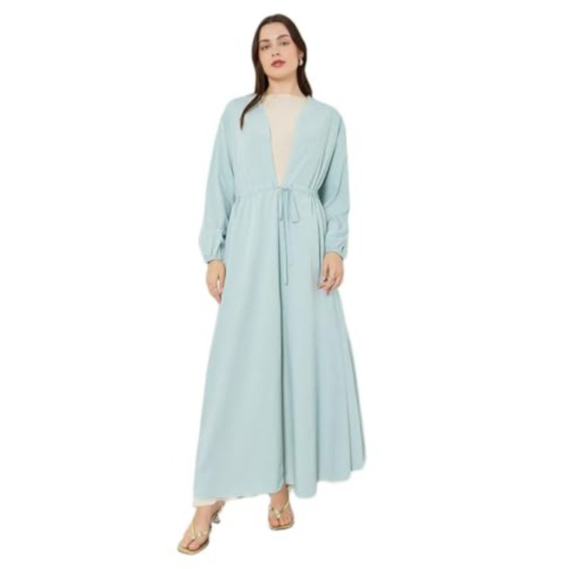 Styli Women 7028407213 Waist-Drawstring Kimono Abaya - Image 1