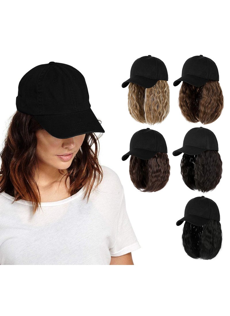 AynnQueen - AynnQueen Baseball Cap with Hair Extensions for Women Adjustable Hat with Synthetic Wig Attached 8inch Kinky Curly Hair Black Baseball Cap (Light Chestnut Brown) - Image 1