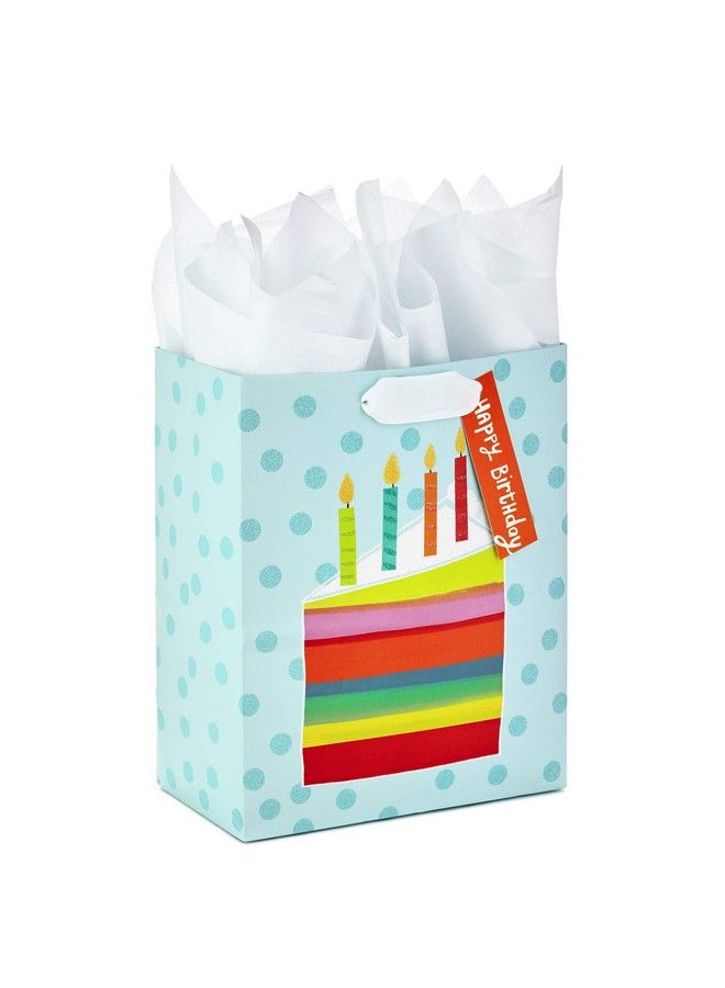 Hallmark 9" Medium Gift Bag With Tissue Paper (Rainbow Cake Slice) For Birthdays - Image 1