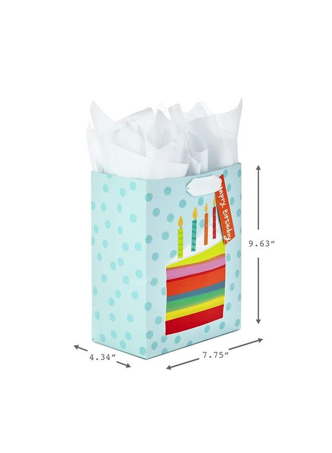 Hallmark 9" Medium Gift Bag With Tissue Paper (Rainbow Cake Slice) For Birthdays - Image 4