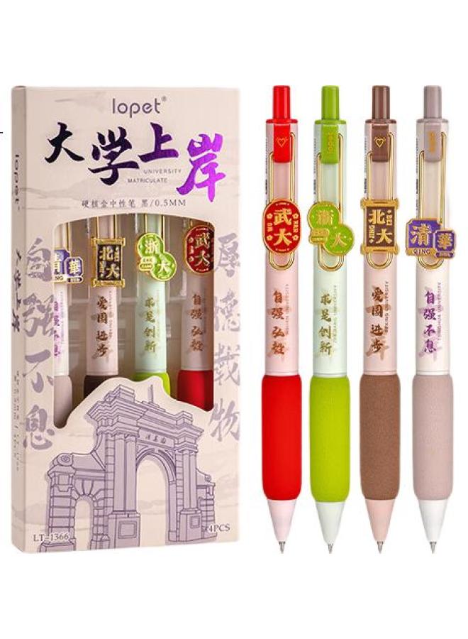 Lopet Super Soft European-Style Retractable Pen, Stylish Gel Pen, 0.5Mm Black Ink, Quick-Drying, For Students' Exams And Signatures, 4 Pcs, Lt-1366 [University Entrance Exam] - Image 2