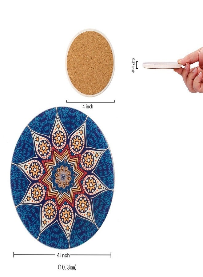 لوح هوج مجموعة قواعد أكواب سيراميك ماصة للمشروبات، 4 قطع، قواعد أكواب من الخزف الحجري مقاس 4 بوصات مع قاعدة من الفلين للحماية، مناسبة لأنواع مختلفة من الأكواب، مثالية لتزيين الطاولة وهدايا الانتقال إلى منزل جديد. - Image 5