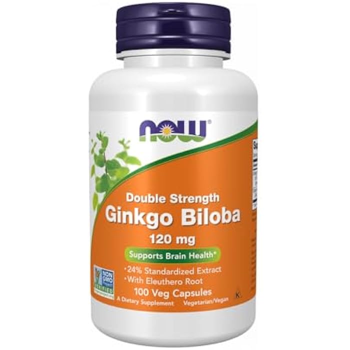 NOW Foods Ginkgo Biloba with Eleuthero Root, 100 Veg Capsules - Image 1