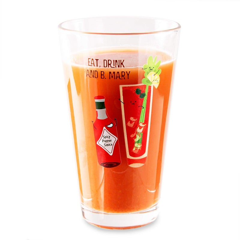 Pavilion Gift Company - Eat, Drink & B. Mary - Bloody Mary - 16 oz Pint Glass Tumbler - Image 1