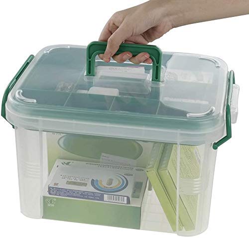 SAJAG First Aid Medical Box Emergency Transparent Medical Kit Box Medicine Storage Box with Detachable Tray and Lid First Aid Kit Storage Box for Travel Car Home Camping Office Vehicle - Image 1