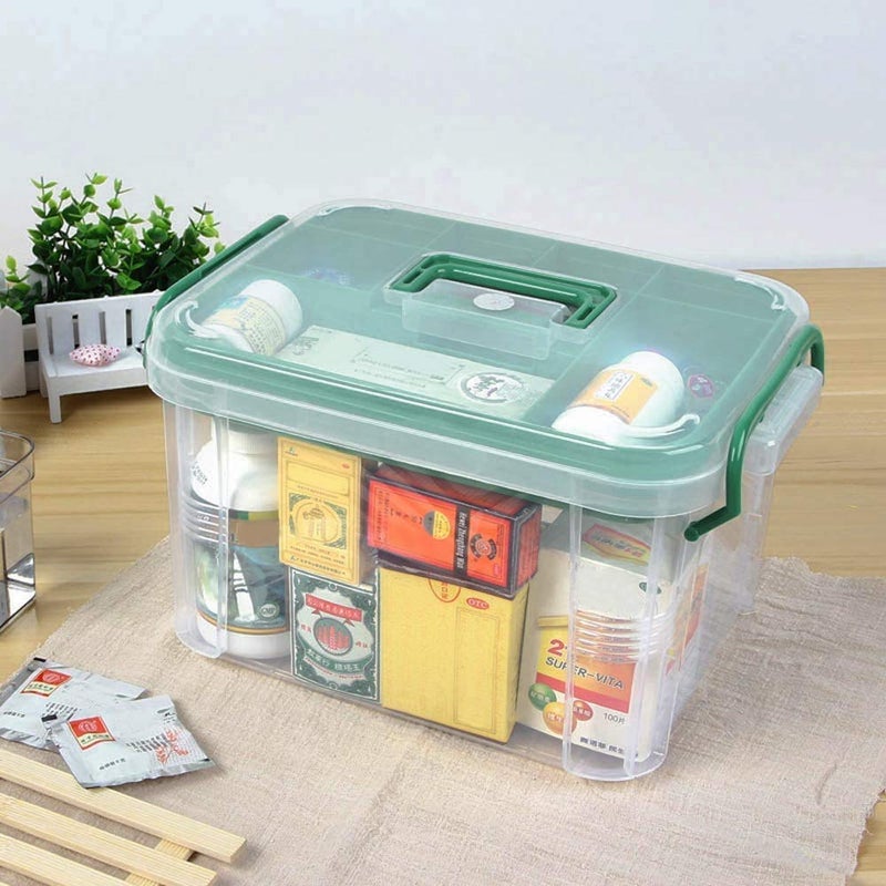 SAJAG First Aid Medical Box Emergency Transparent Medical Kit Box Medicine Storage Box with Detachable Tray and Lid First Aid Kit Storage Box for Travel Car Home Camping Office Vehicle - Image 4