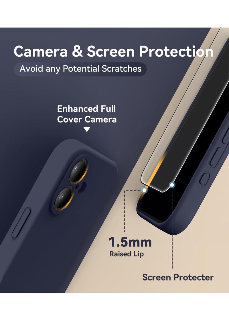 Raxoom Compatible with iPhone 16 Case, Silicone Upgraded [Camera Protection], [Compatible with MagSafe], Anti-Scratch Microfiber Lining Inside with 2 Screen Protectors â€“ Midnight Blue - Image 3