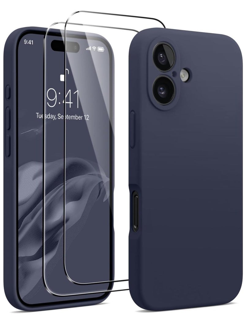 Raxoom Compatible with iPhone 16 Case, Silicone Upgraded [Camera Protection], [Compatible with MagSafe], Anti-Scratch Microfiber Lining Inside with 2 Screen Protectors â€“ Midnight Blue - Image 1