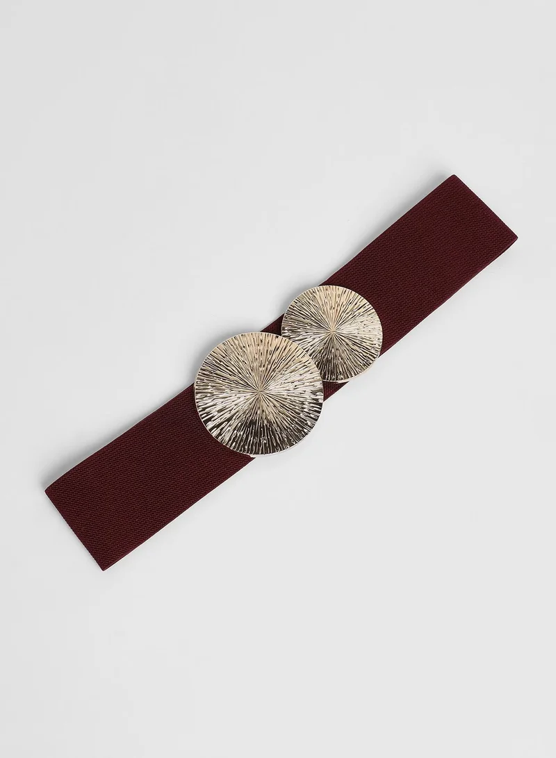 Haute Sauce Haute Sauce Women's The Lilypad Elastic Belt For Casual Wear | One-Size | Mocha Brown Colour | Polyester Blend | Interlock Closure | Stretchable| Non-Reversible | Belts for Ladies & Girls