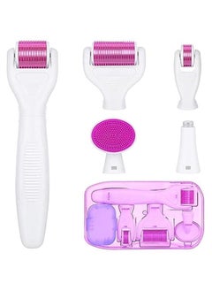 MOXO 6 In 1 Derma Roller Kit for Face and BodyMicredling Roller Titanium for Women and Men SkincareFace & Body & Beard & Hair Care with Storage Case  - Image 1