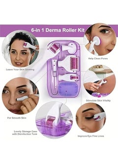 MOXO 6 In 1 Derma Roller Kit for Face and BodyMicredling Roller Titanium for Women and Men SkincareFace & Body & Beard & Hair Care with Storage Case  - Image 2