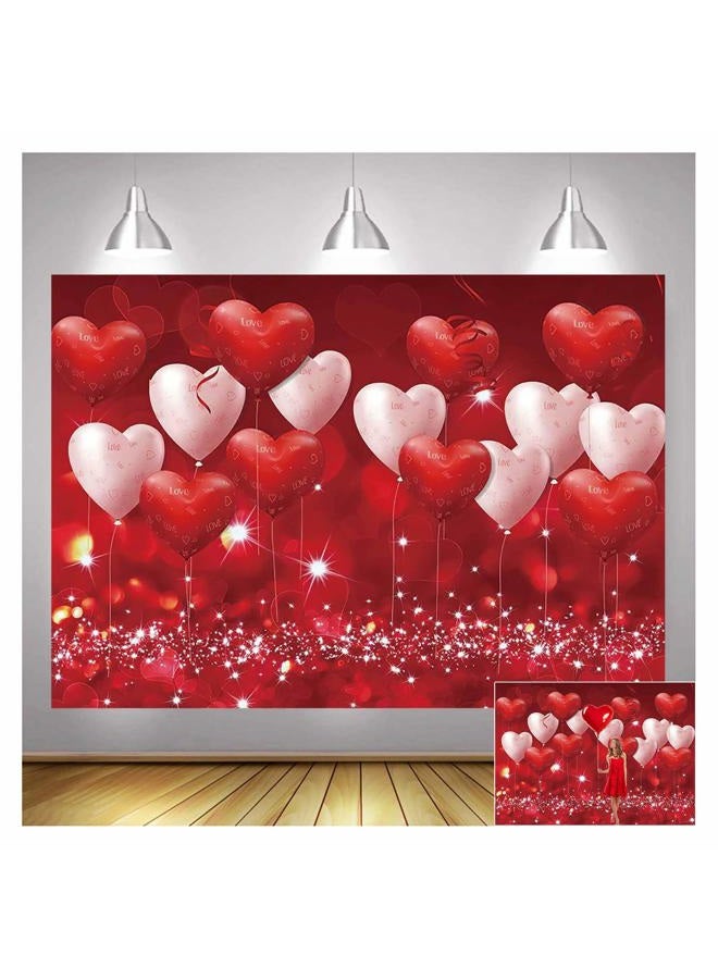 XLL Red Hearts Balloons Love Valentine''s Day Theme Photography Backdrops 7x5ft Wedding Anniversary Wedding Bridal Shower Mother''s Day Photo Background Couple Studio Portrait Pictures Shoot Props Vinyl - Image 1