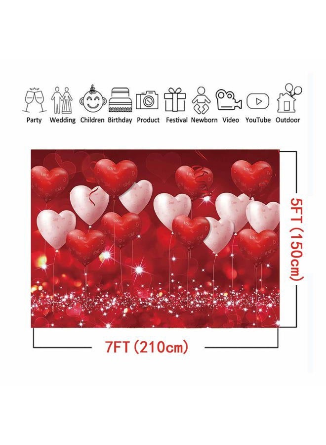 XLL Red Hearts Balloons Love Valentine''s Day Theme Photography Backdrops 7x5ft Wedding Anniversary Wedding Bridal Shower Mother''s Day Photo Background Couple Studio Portrait Pictures Shoot Props Vinyl - Image 5