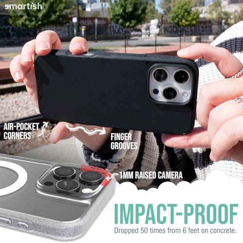 Smartish® iPhone 16 Pro Max Magnetic Case - Gripmunk Compatible with MagSafe [Lightweight + Protective] Slim & Thin Grip Cover with Microfiber Lining for Apple iPhone 16 Pro Max - Clearly Clear - Image 4