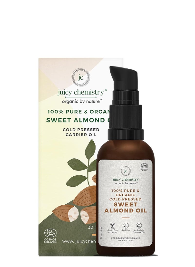 Juicy Chemistry Sweet Almond Oil, 30 ml Organic Carrier Oil for Dry & Frizzy Hair, Cold Pressed Almond Oil for Glowing Skin - pzsku/Z0A7DA4A6CCE9146F517DZ/45/_/1732789128/8f4b9687-81f2-45e5-a9e3-6dce57094c99