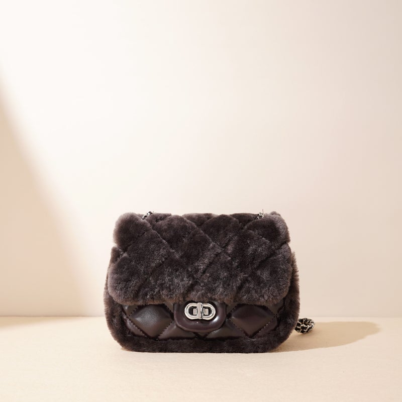 Style Plush High-End Small Fragrant Square Bag Casual Rhombus Chain Bag Single Shoulder Crossbody Bag Women'S Bag - Image 2