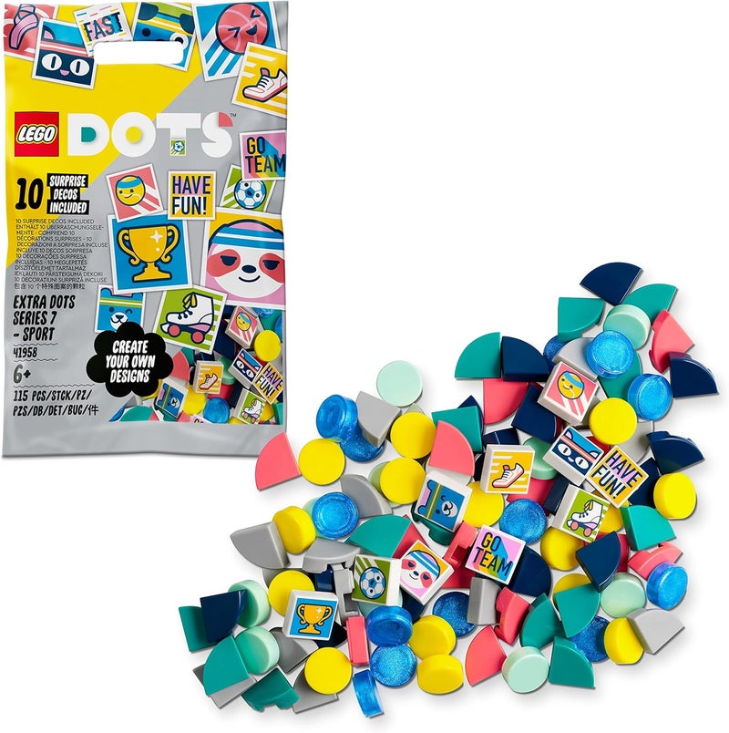LEGO DOTS Extra DOTS Series 7 – SPORT 41958 DIY Decoration Kit; Accessories to Enhance Creative Craft Kits; Helps Kids Make Personalised Ramadan Gifts; For Ages 6+ (115 Pieces) - Image 1