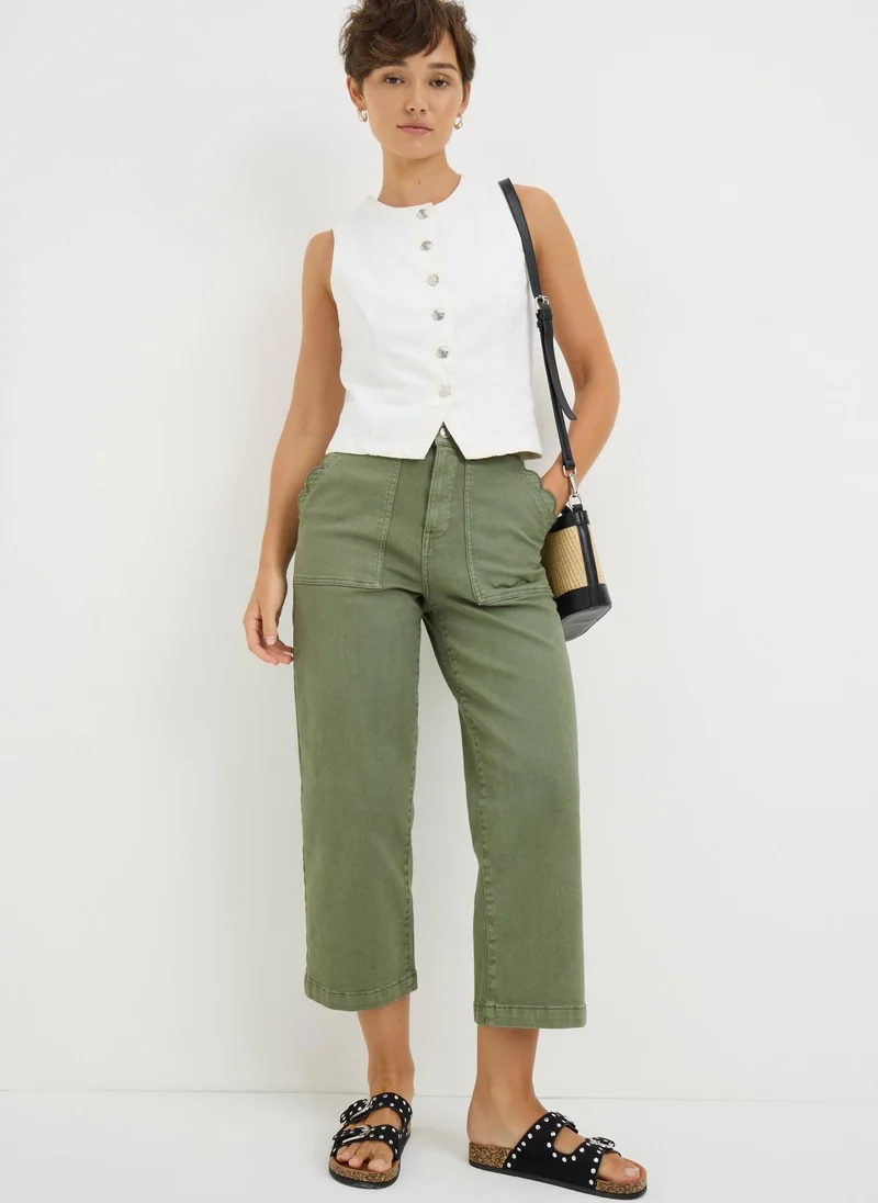 Matalan Green Scallop Edge Crop Jeans