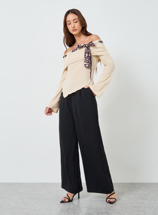 Take Two Women Beige Off Shoulder Leopard Print Top - Image 2