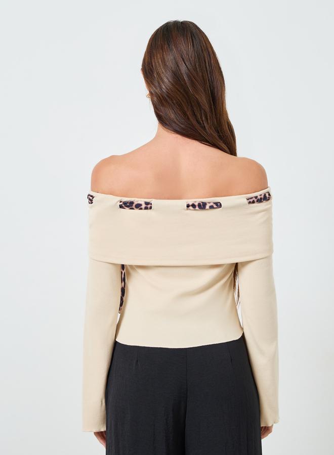 Take Two Women Beige Off Shoulder Leopard Print Top - Image 5