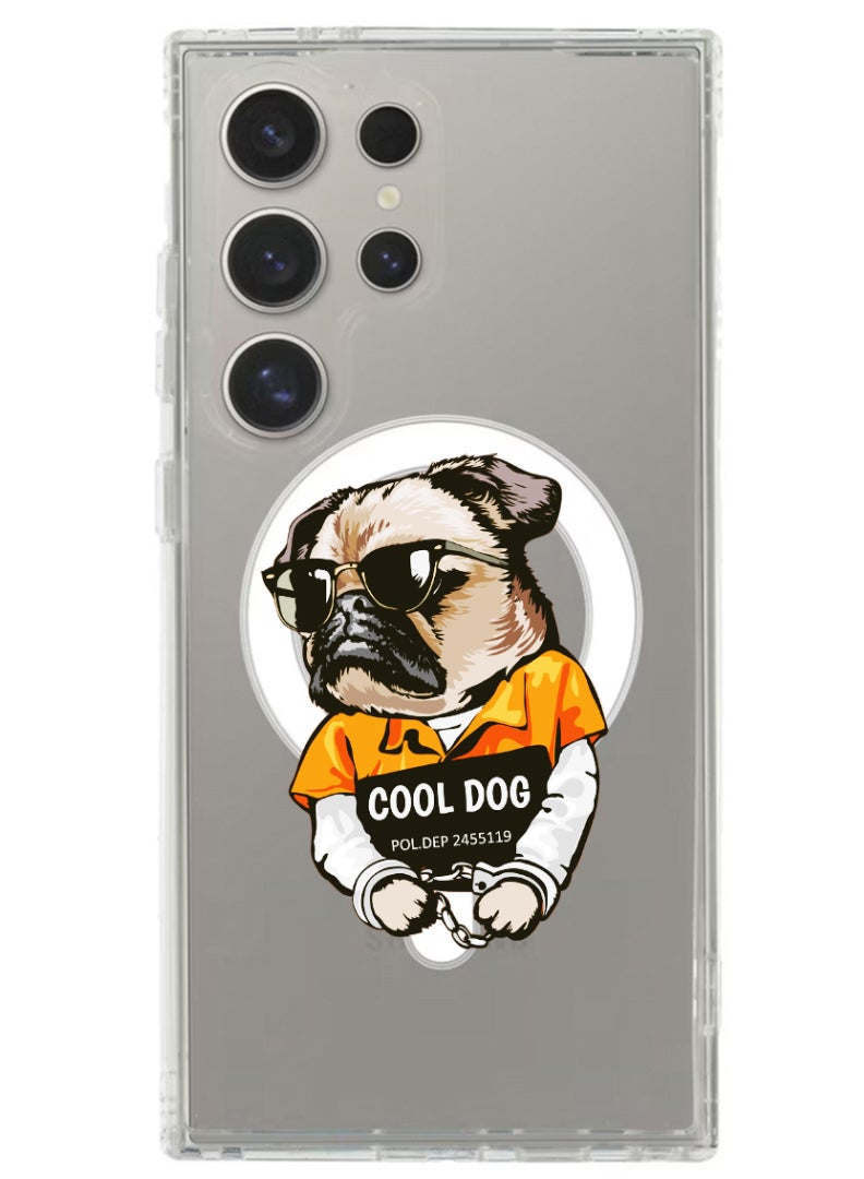 Theodor Magnetic Case for Samsung Galaxy S24 Ultra 6.8-inch Compatible with MagSafe Wireless Charging, Shockproof Phone Bumper Cover cool dog - Image 1