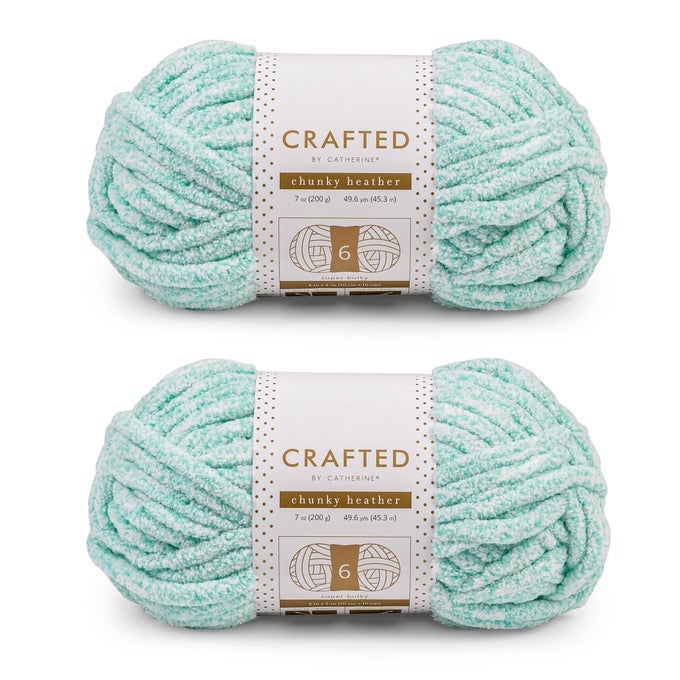 CHUNKY HEATHER SOLID YARN 2 PACK 49 YARDS EACH SKEIN AQUA GAUGE 6 SUPER BULKY