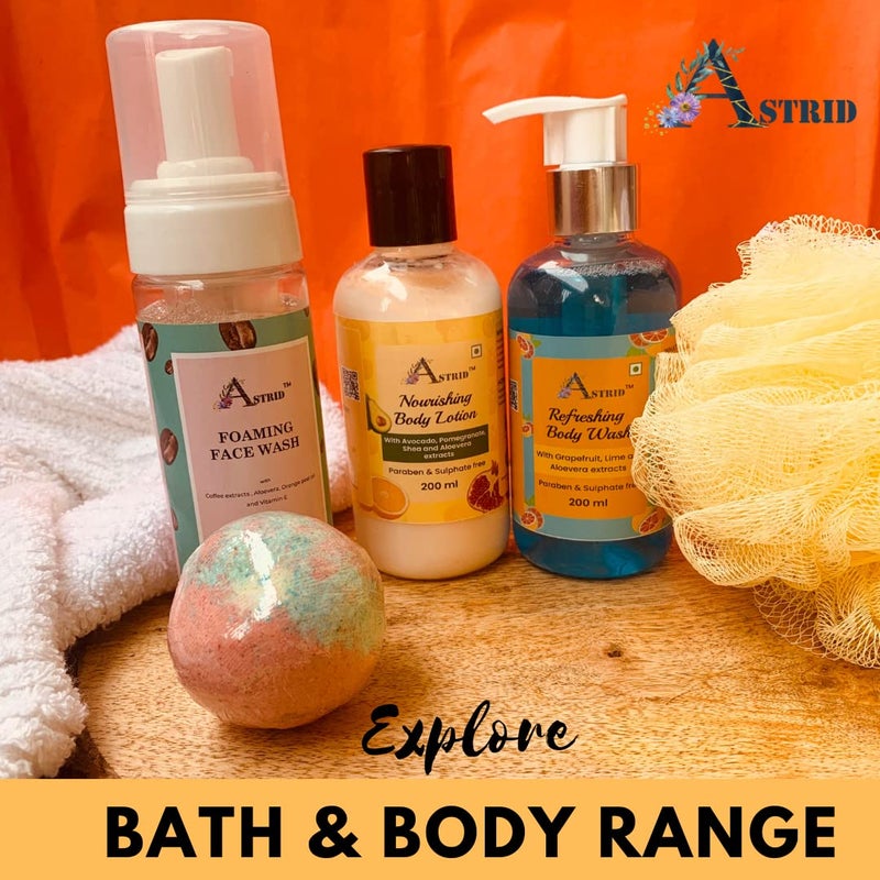 Astrid face and Body Care Combo Nourishing fruits body lotion and Gel Wash Citrus fragrance All skin types Refreshing and deep hydration 200 ML each - Image 5
