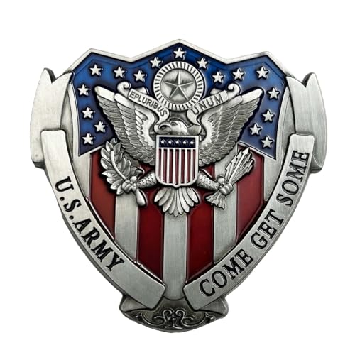 Vozekrod US Army Veteran Car Emblem 3D Metal Decal Shield Shape with Eagle and American Flag Zinc Alloy Military Pride Badge with 3M Adhesive Car Truck Motorcycle Decor for Veterans - Image 1