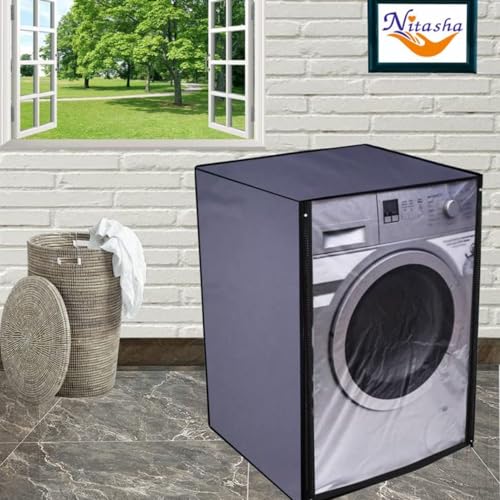Nitasha Front load Waterproof Washing machine cover Compatible for Bosch 8 Kg Fully-Automatic WAJ28262IN Grey Color, Polyester - Image 4