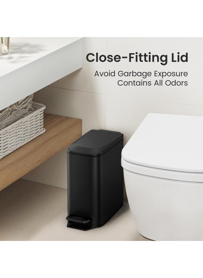 Cesun Small Bathroom Trash Can with Lid Soft Close Step Pedal 6 Liter  16 Gallon Stainless Steel Garbage Can with Removable Inner Bucket AntiFingerprint Finish Matt Black - Image 2