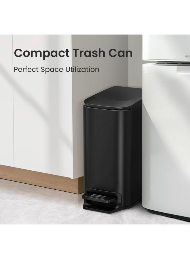 Cesun Small Bathroom Trash Can with Lid Soft Close Step Pedal 6 Liter  16 Gallon Stainless Steel Garbage Can with Removable Inner Bucket AntiFingerprint Finish Matt Black - Image 3