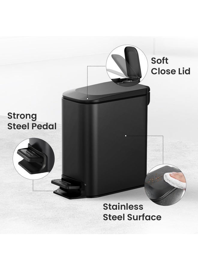 Cesun Small Bathroom Trash Can with Lid Soft Close Step Pedal 6 Liter  16 Gallon Stainless Steel Garbage Can with Removable Inner Bucket AntiFingerprint Finish Matt Black - Image 4