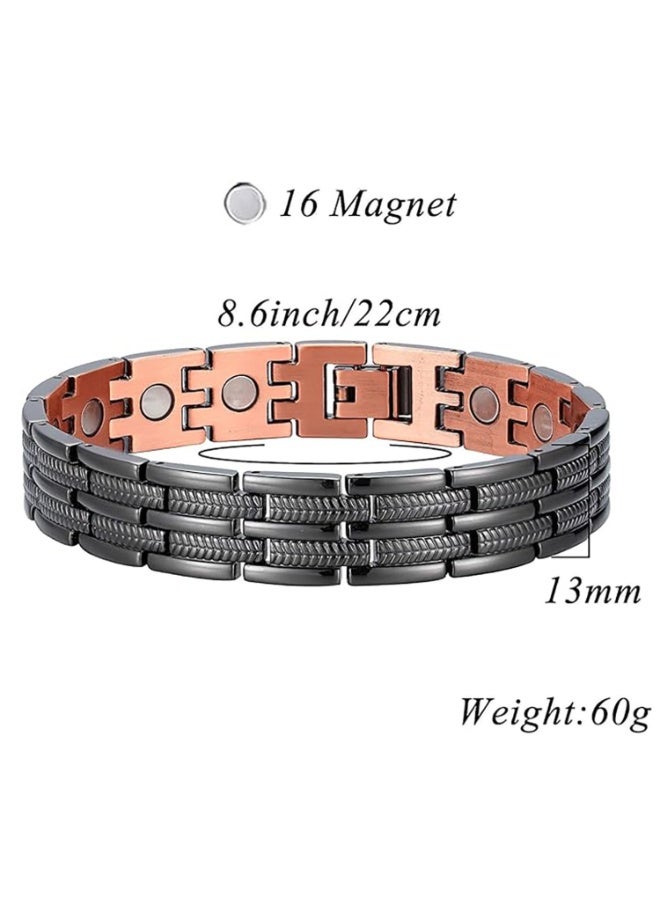 Relex Magnetic Copper Bracelet for Men, Pure Copper Bracelet with Ultra Strength Magnets Double-Row Magnet Design for Joint Pain Relief and Wellness - Image 4